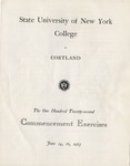 1963 Commencement Program by State University of New York College at Cortland