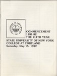 1982 Commencement Program by State University of New York College at Cortland