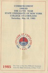 1985 Commencement Program by State University of New York College at Cortland
