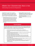 127 - 129 Hints for Classroom Success by Advisement and Transition Office