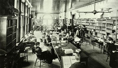 Students studying in the library in the original Normal School building