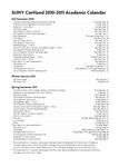 Academic Calendar, 2010-2011 by State University of New York College at Cortland