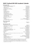 Academic Calendar, 2011-2012 by State University of New York College at Cortland