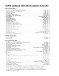 Academic Calendar, 2012-2013 by State University of New York College at Cortland