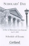 2003 Scholar's Day Schedule by State University of New York at Cortland